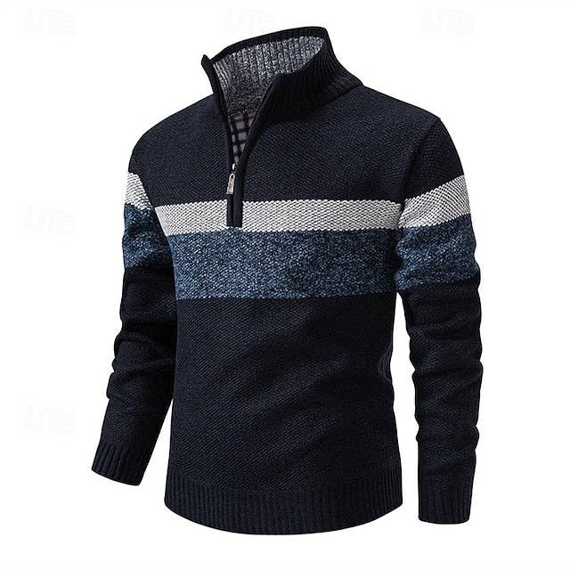 Men's Nylon Knit Quarter Zip Pullover Sweater