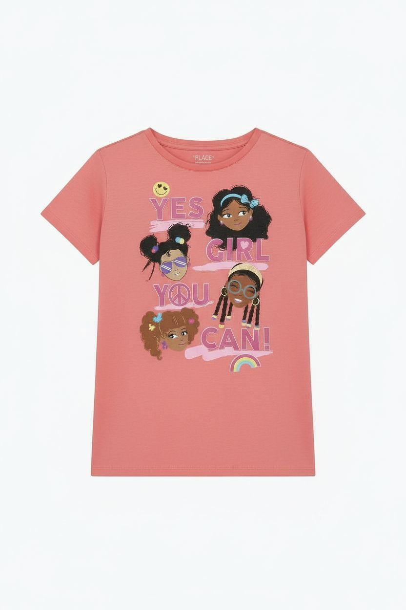 Girls Empowerment Shirt Size 16 NWT – Children’s Place “YES YOU CAN” Pink Graphic Tee