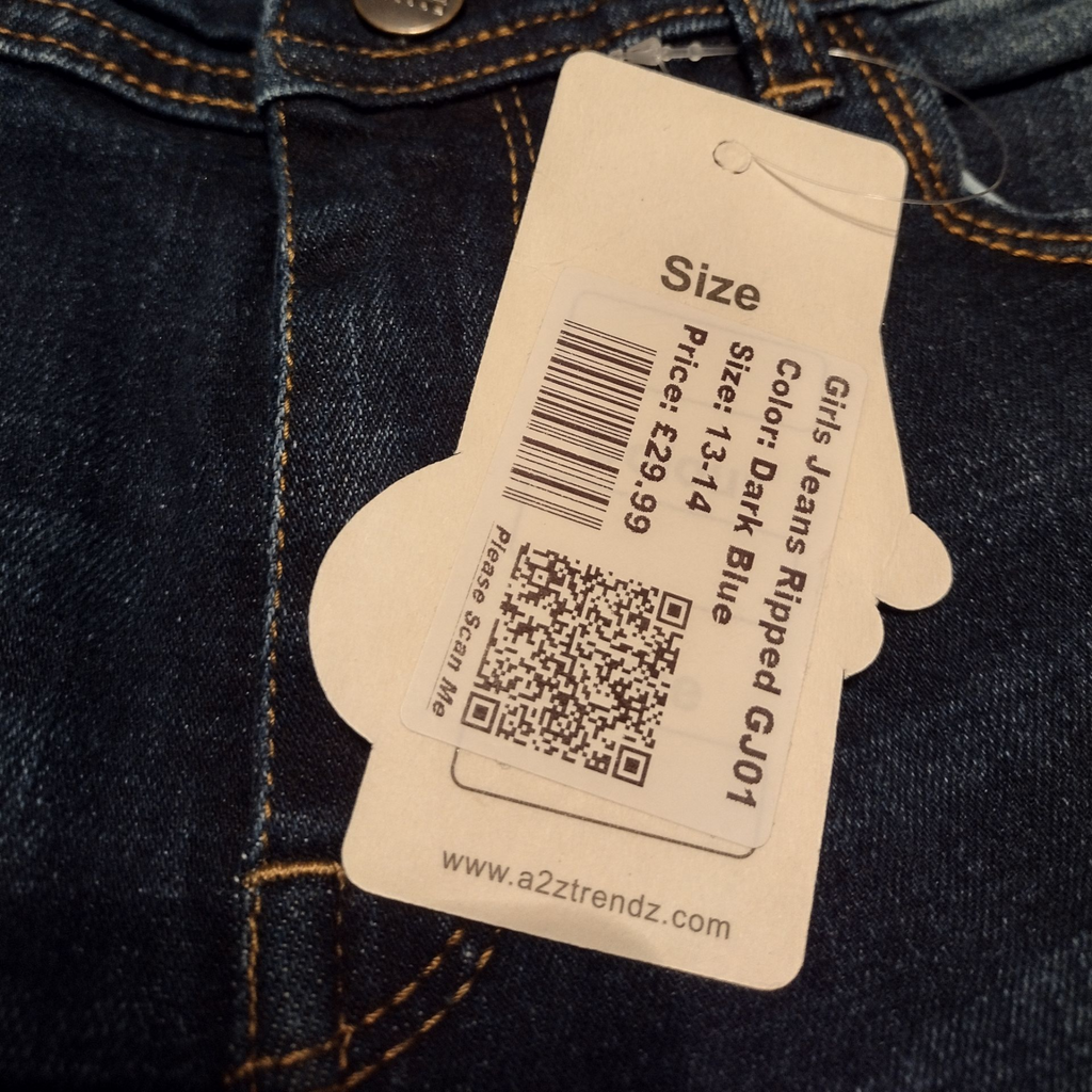 New Girls Skinny Jeans Size 13–14 — Stretchy Ripped Denim