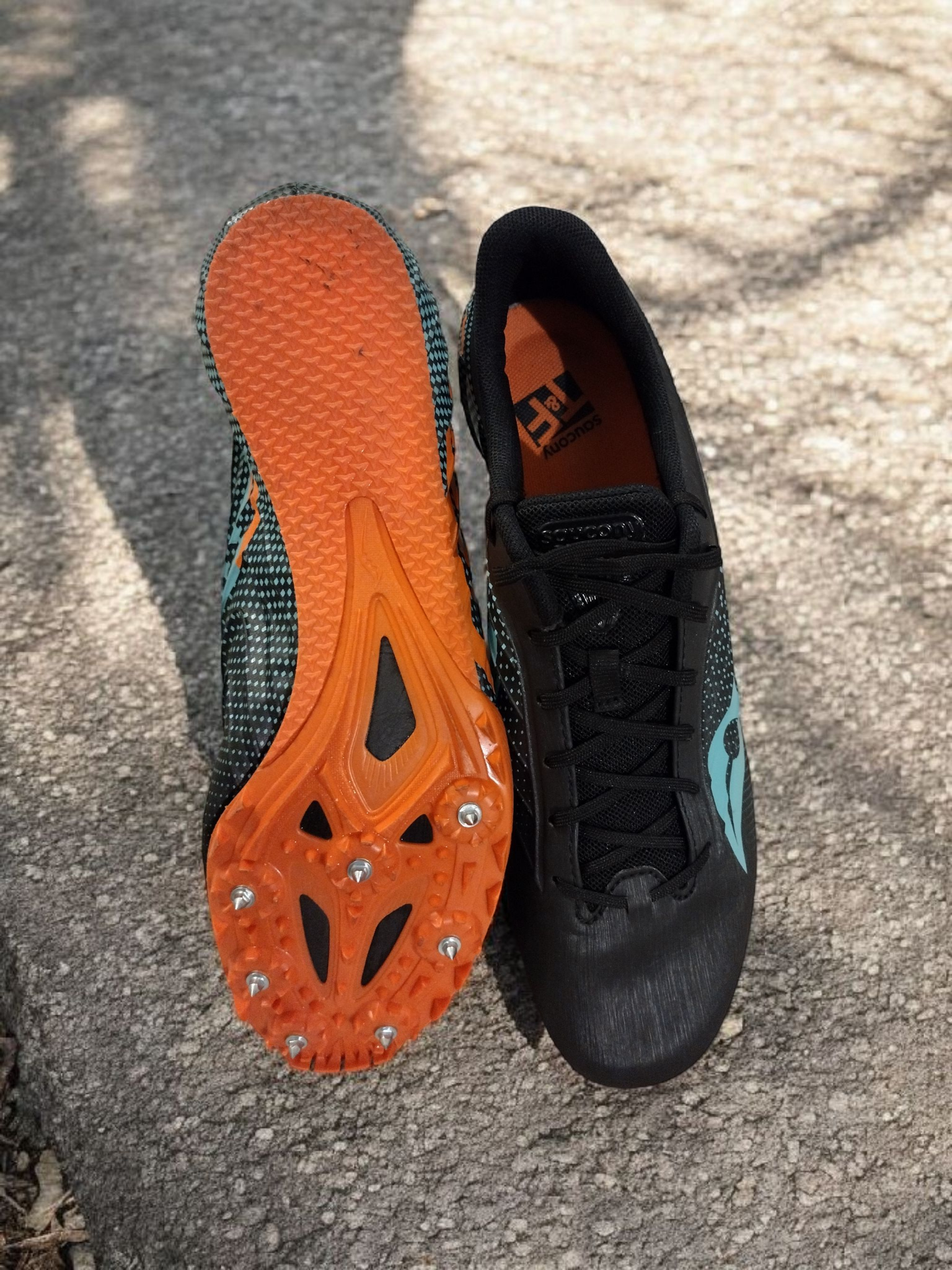 Saucony Spitfire 5 Men’s Track Spikes 9.5 (US)– Black/Cool Mint/Orange