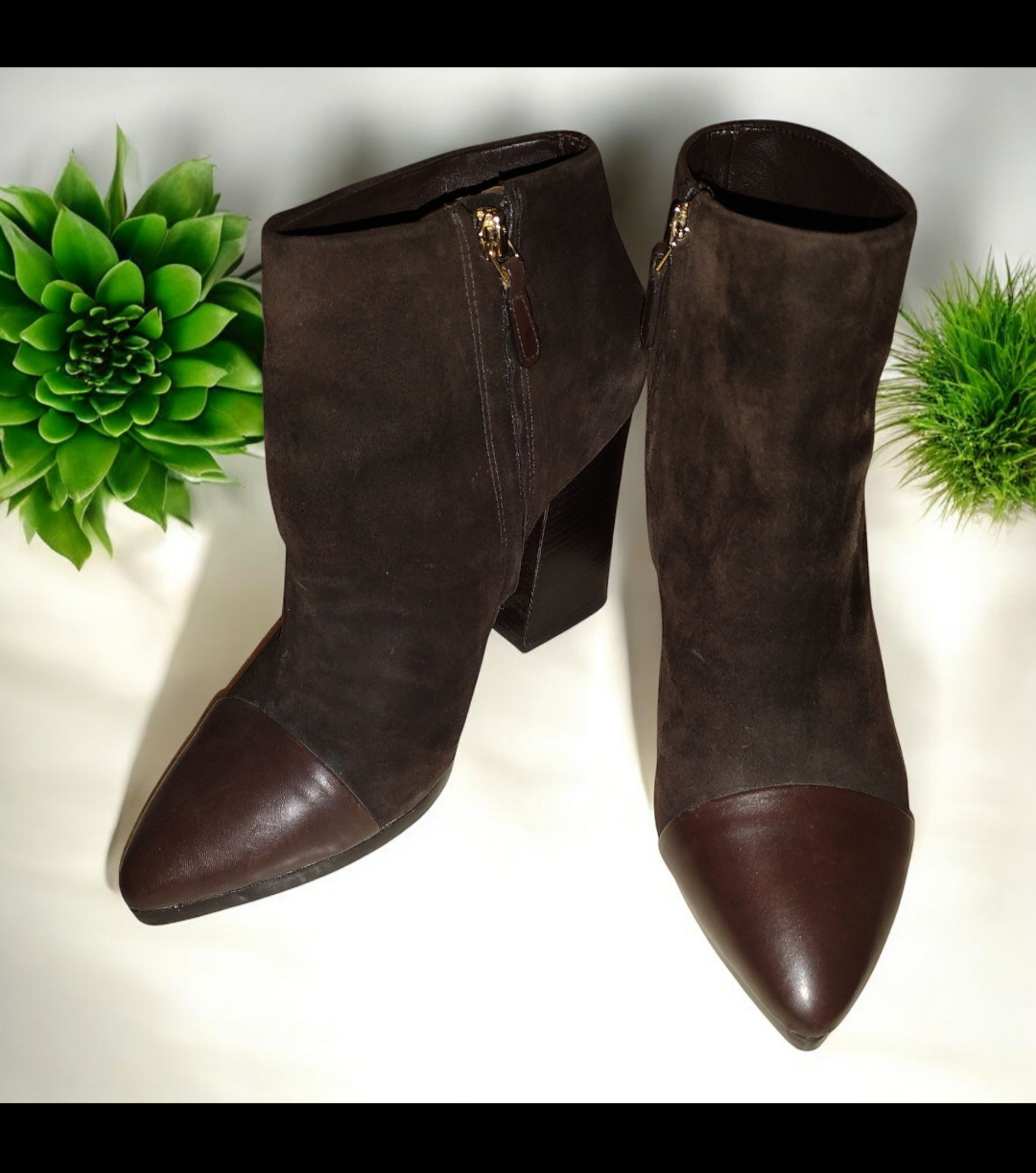 Tory Burch_Women's Mocha Cap Toe Suede Ankle Boots - 4.5" Heel